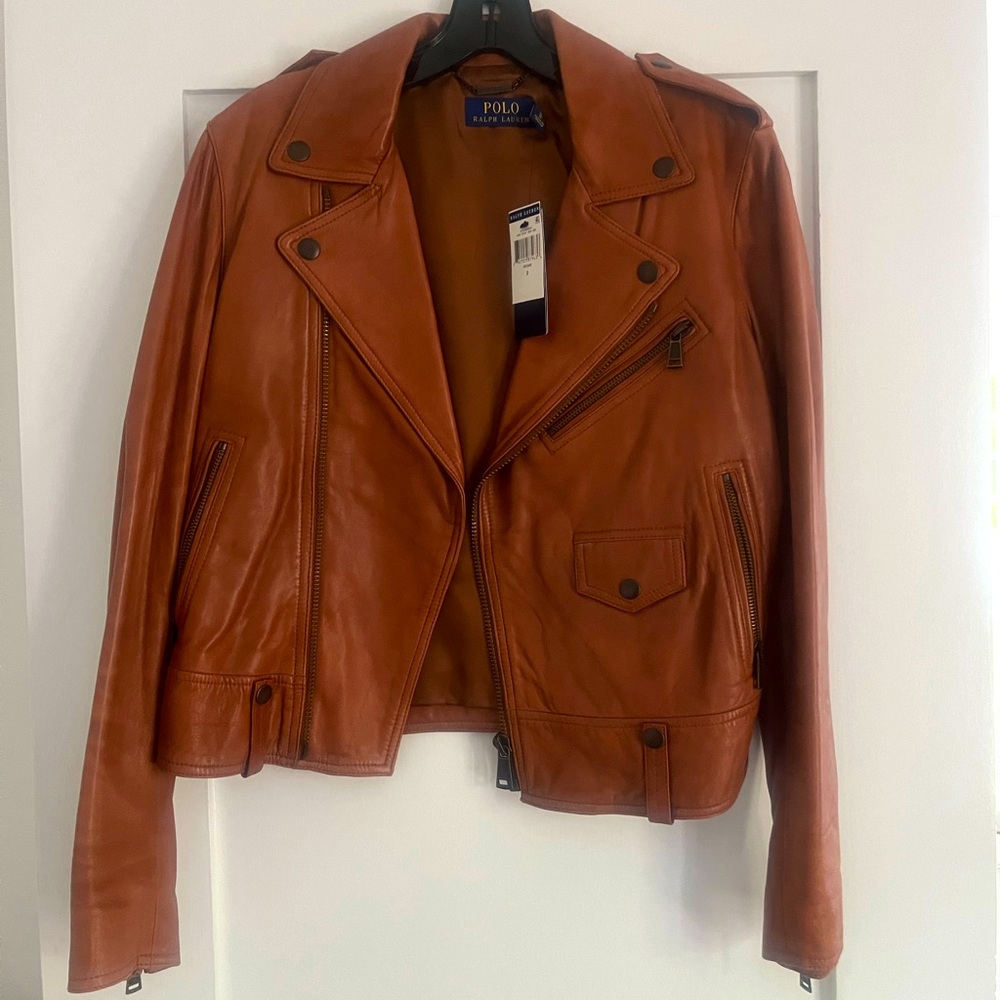 Ralph Lauren Polo brown leather jacket NWT.